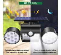 Solar Lights Outdoor, Super-Bright LED Adjustable Spotlights with PIR Sensor, All-Weather Resistant Energy Saving Lights for Garden Garage Patio (2