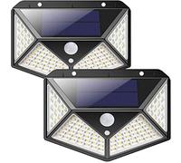 Solar Lights Outdoor, Upgraded 100 LED Solar Motion Sensor Security Lights [2200mAh] Solar Wall Lights 270º Solar Powered Lights Waterproof Solar Lamp with 3 Modes for Garden 2 Pack