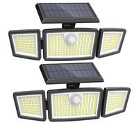 Solar Lights Outdoor, Upgraded 225 LED Solar Motion Sensor Security Light with 360° Wide Lighting Angle, Easy to Install, IP65 Waterproof Durable Solar Powered Flood Lights for Outside, 6500K, 2 Pack