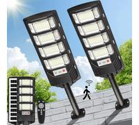 Solar Lights Outdoor Waterproof: 2 Pack LED Solar Dusk to Dawn Flood Light Outside 20000 Lumen Solar Powered Security Exterior Wall Mount Lamp Motion Sensor Remote Control for Yard Parking