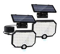 Solar Lights Outdoor Waterproof Motion Sensor Outdoor Lights with 16.5ft Cable,120°Wide Angle Dusk to Dawn Solar Security Split Flood Lights for Garden Yard Garage Porch Shed Barn,LED 6500K,2Pack