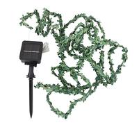 Solar Lights Strings 2 Meter Artificial Green Leaf Lights Strings Waterproof Outdoor Garland Solar Fairy Light for Garden Decoration 20 Led Light Fairy Lights Plug in Hanging Lights for Bedroom Fairy