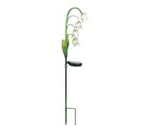Solar Lily of The Valley Garden Stake Light | Iron Waterproof Outdoor Flower Decor 68cm Bronze | Auto Illuminating Yard Accent for Lawn Patio Backyard Pathways | Gift for Garden Lovers