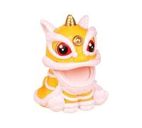 Solar Lion Dance Decoration,Solar Lion Dance Toy Ornaments Moving Head Dancer,Chinese Wealth Auspicious Lion Dance Model Home Office Decoration,Year of The Dragon Car Dashboard Decoration (Yellow)