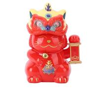 Solar Lucky Cat Nodding Head Cute Solar Powered Dashboard Decoration Suitable For Car Home Plastic Size 8x4.5cm Applicable Indoors Outdoors (Red)