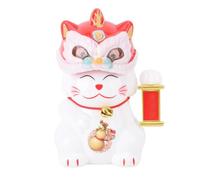 Solar Lucky Cat Nodding Head Cute Solar Powered Ornament for Car Dashboard Decoration (White)