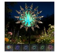 Solar Magic Windmill, Wind Spinners for The Garden 3D Wind Powered, 13.4 x 71in Kinetic Yard Sculpture,Gold
