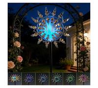 Solar Magical Metal Windmill, Wind Spinners 3D Wind Spinner, 13.4 x 71in Yard Wind Catchers,Silver