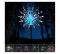 Solar Magical Windmill, Spinning Garden Wind Spinner 3D Wind Spinner, 13.4 x 71in Windspinners,Silver