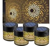 Solar Mandala Light - Stunning Pattern Projection, Solar-Powered Decor Projection Light, 2-in-1 Floor & Wall Design & IP65 Waterproof Auto On/Off, for Yard Garden Patio Backyard Post (4, Warn Colour)