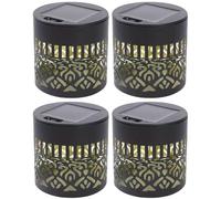 Solar Mandala Lights Outdoor, 7-Color Changing Garden Wall Lights with Projection Effect, Waterproof Metal Fence Lamp for Patio Backyard Post Decor, Gifts for Women (4Pcs)
