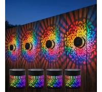 Solar Mandala Wall Light Outdoor Garden Fence Projector Lamp, 2026 New Decorative Solar Mandala Lights, Waterproof Metal Deck Step Fence Light for Garden Yard Backyard Patio Ambient Decor (4PCS)