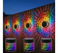 Solar Mandala Wall Lights Outdoor, Mandala Projection Solar Fence Wall Light, Color Changing Waterproof Metal Yard Lights for Garden Patio Backyard Fence Decor (Multi-3pcs)