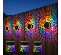 Solar Mandala Wall Lights, Seven-Color Changing Decorative Solar Mandala Projection Lamp, Solar-Powered Outdoor Lights, Outdoor Garden Fence Projector Lights for Yard Garden Patio Backyard (3Pc)