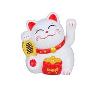 Solar Maneki Neko Waving Cat, Mini Solar Powered Fortune Cat Lucky Charm with Waving Arm Output Indicator Car Decor Welcome 5.2 cm