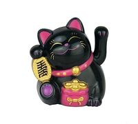 Solar Maneki Neko Waving Cat, Mini Solar Powered Fortune Cat Lucky Charm with Waving Arm Output Indicator Car Decor Welcome 5.2 cm