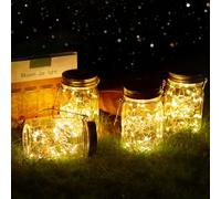 Solar Mason Jar Lights - 4 Pack 30LED Hanging Lanterns with IP65 Waterproof Design for Indoor/Outdoor Garden, Patio, Wedding, Yard, Lawn Party Decor (Warm White)