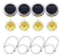 Solar Mason Jar Lights, PChero 4pcs Mason Jar Lids with 20LED String Fairy Lights for Garden, Patio, Christmas, Halloween Decorations - [Warm White]