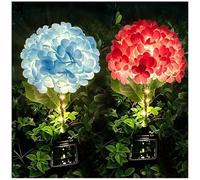 Solar Mega Hydrangea Flower Garden Lights Outdoor 2 Pack, Extra Large Bloom, Upgraded Solar Panel, Waterproof Garden Lights for Yard Lawn Patio Decor, Gift for Mom (2 Pack)