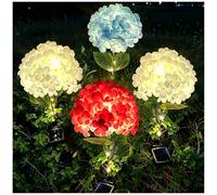 Solar Mega Hydrangea Flower Garden Lights Outdoor 4 Pack, Extra Large Bloom, Upgraded Solar Panel, Waterproof Garden Lights for Yard Lawn Patio Decor, Gift for Mom (4 Pack)