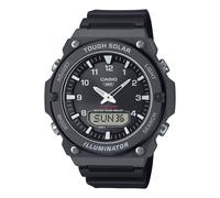 Solar Mens Wristwatch CASIO AQ-S820W-1AVEF Silicone Black Chrono Timer Alarm