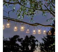 Solar Metal Cage Solar-Powered Warm White 10 Led Outdoor String Lights