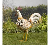 Smart Solar Cockerel Metal Silhouette Garden Light, Iron, White and Colour LED, 44cm