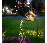 Solar Metal Lantern Watering Can Led Garden Light Warn White
