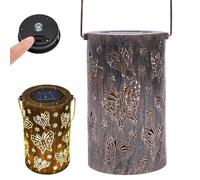 Solar Metal Lantern, Waterproof Solar Hanging Light, Outdoor Patio Decoration, Hollow Out Retro Hanging Lantern Lights, Butterfly Pattern for Yard Lawn Outside