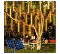 Solar Meteor Shower Lights, 10 Tubes Plug In Dripping Icicle Light For Outdoor Halloween Falling String Raindrop Decor, Patio Garden Roof Eaves(Yellow,Plug-in 30cm)