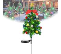 Solar Mini Christmas Trees, Solar Christmas Tree Light, Mini Solars Xmas Tree Yard Stake with Lights, Outdoor ChristmasDecorations, Waterproof Garden Stake Lights for Garden Yard Lawn (A)