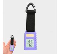 Solar Mini Thermometers,Portable Digital Small Hygrometer Thermometer,Backpacking Hiking Travel Thermometer with Carabiner Clip,Lightweight,Ideal for Outdoor Hiking,Camping & Trail Tracking (Purple)
