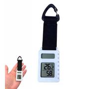 Solar Mini Thermometers,Portable Digital Small Hygrometer Thermometer,Backpacking Hiking Travel Thermometer with Carabiner Clip,Lightweight,Ideal for Outdoor Hiking,Camping & Trail Tracking (White)
