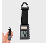 Solar Mini Thermometers,Portable Digital Small Hygrometer Thermometer,Backpacking Hiking Travel Thermometer with Carabiner Clip,Lightweight,Ideal for Outdoor Hiking,Camping & Trail Tracking (Black)