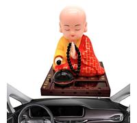 Solar Monk Decoration - Dashboard Toy | Zen Desktop Ornament - Solar Powered Buddha Figure with Shaking Head, Perfect to Keep the Interior of Cars Calm and Fun