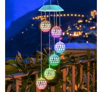 Solar Moroccan Ball Gifts for Mom Grandma Girls, Color Changing Solar Wind Chimes for Outside, LED Outdoor Decorative Mobile Lights for Garden, Yard, Patio, Window, Party.