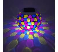 Solar Mosaic Glass Ball Garden Lights,KINGCOO Waterproof Color Changing Mood Night Lights Solar Outdoor Table Lamp for Bedroom Party Garden Patio Yard Decoration Lighting (3D Lantern)