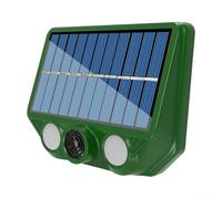 Solar Motion Detector Alarm Sensor with Red and White Flashing Lights, Dual Charging via Solar and USB, IP66 Waterproof for Outdoor Animal Deterrent in Garden, Lawn, and Farm, Green