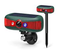 Solar Motion Sensor Alarm: 129dB Outdoor Siren, Red Blue Strobe, 13 Sounds | 110° Motion Detection, 16.4-26.3ft Range, IP55, Solar Powered, 4 Modes, Wall/Ground Mount for Garden & Driveway