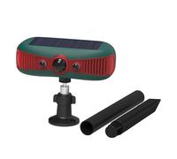 Solar Motion Sensor Alarm 2 Horns 13 Sound 4 Mode Motion Detector Alarm Red & Blue LED Waterproof Sensor for Farm, Garden, House, Summer