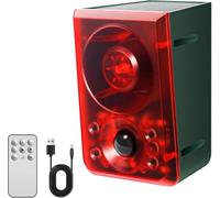 Solar Motion Sensor Alarm Outdoor,Dog Barking/Gunshoot,with Remote Control,Support Recording,130 Loud Noise Maker,±Volume,6LED Strobe Lights and USB,Say Goodbye to Intruders,for Villa,Yard,Farm,Barn