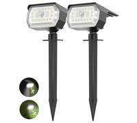 Solar Motion Sensor Lights Outdoor - 43LED Solar Spotlights 650LM, Cold White 650K IP65 Waterproof Wireless, Yard Driveway Walkway2 Pack