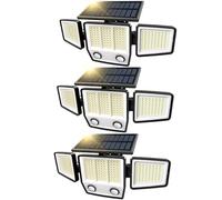 Solar Motion Sensor Outdoor Lights - 3000LM 236LEDs Outdoor Motion Lights with Dual Sensors, 3 Lighting Modes, 270° Illumination, IP65 Waterproof Security Flood Lights (3 Pack)