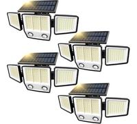 Solar Motion Sensor Outdoor Lights - 3000LM 236LEDs Outdoor Motion Lights with Dual Sensors, 3 Lighting Modes, 270° Illumination, IP65 Waterproof Security Flood Lights (4 Pack)