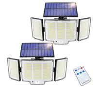 Solar Motion Sensor Security Light Outdoor - 2 Pack, 348LED 2000LM IP65 270°, 3 Modes Wireless Wall Mounted Garden Lights With Motion Detection