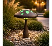 Solar Mushroom Garden Light, Colour Changing LED Toadstool Stake Light, 26cm Outdoor Solar Garden Ornament, Weatherproof Pathway Light, No Cables