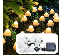 Solar Mushroom Garden Lights 20 LED, Warm White & Multi Colour Ground Lamps for Halloween Pathway, Lawn, Party, Christmas, BBQ Fairy Light, Safe