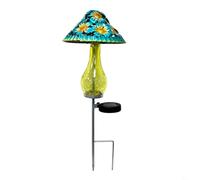 Solar Mushroom Light Modern Iron Decor With Metal Garden Stake Self-Charging Metal Build Automatic Dusk-To-Dawn Operation Stylish Mushroom Shape Enhances Garden Pathway(Blue)
