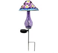 Solar Mushroom Light Modern Iron Decor With Metal Garden Stake Self-Charging Metal Build Automatic Dusk-To-Dawn Operation Stylish Mushroom Shape Enhances Garden Pathway(Purple)