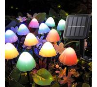 Solar Mushroom Lights Outdoor, Set of 10 Garden Stake Lights, Multi Colour Solar Garden Lights 3.45m, 8 Lighting Modes, Weatherproof Path Border & Flower Bed Decor